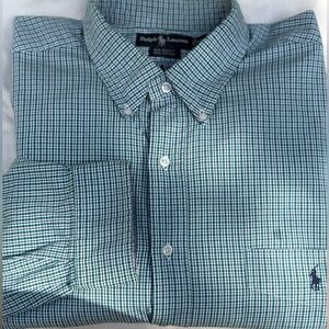 Ralph Lauren Green & Blue Checkered Men's Button Down Shirt XXL (2XL)